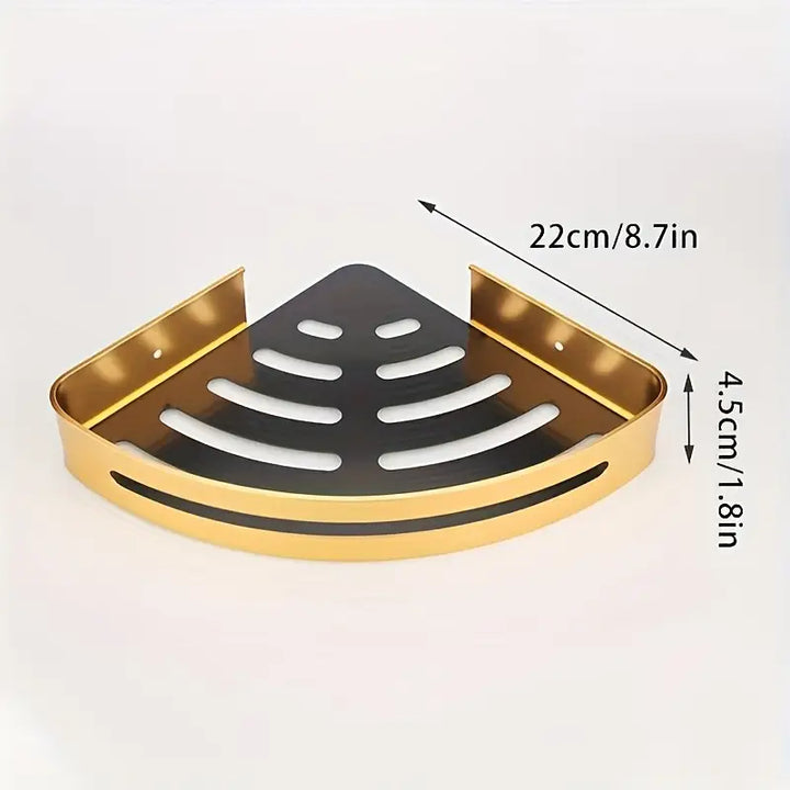 Kit 2 Prateleira Para Banheiro Em Alumínio Preto Com Dourado - Verona Decor - VERONA DECOR