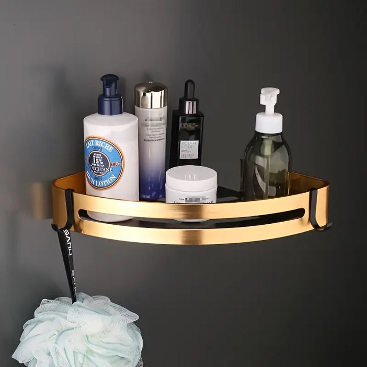 Kit 2 Prateleira Para Banheiro Em Alumínio Preto Com Dourado - Verona Decor - VERONA DECOR