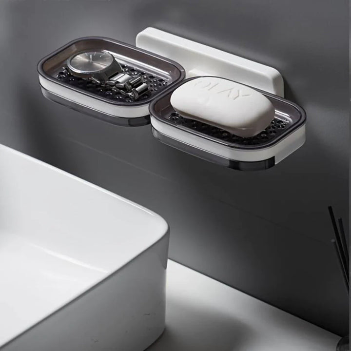 Saboneteira Adesiva de Parede Camada Dupla – Com Bandeja e Sem Perfuração - Verona Decor - VERONA DECOR