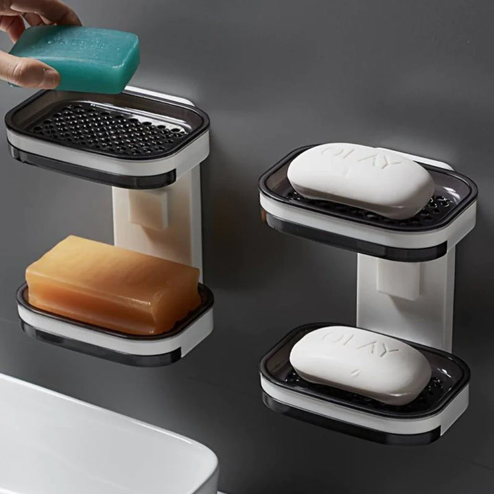 Saboneteira Adesiva de Parede Camada Dupla – Com Bandeja e Sem Perfuração - Verona Decor - VERONA DECOR