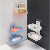 Saboneteira Dupla De Plastico Com Adesivo Parede - VERONA DECOR