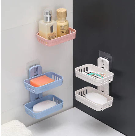 Saboneteira Dupla De Plastico Com Adesivo Parede - VERONA DECOR