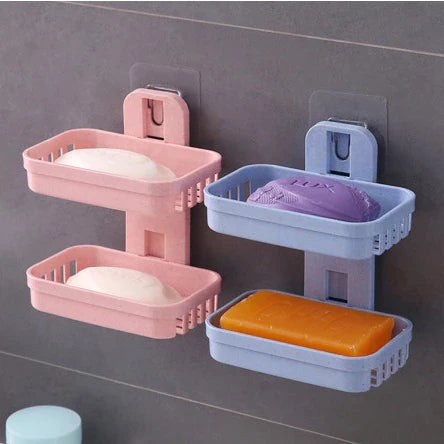 Saboneteira Dupla De Plastico Com Adesivo Parede - VERONA DECOR