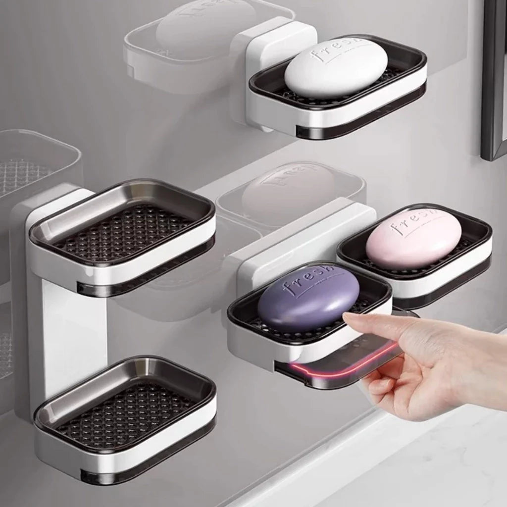 Saboneteira Adesiva de Parede Camada Dupla – Com Bandeja e Sem Perfuração - Verona Decor - VERONA DECOR