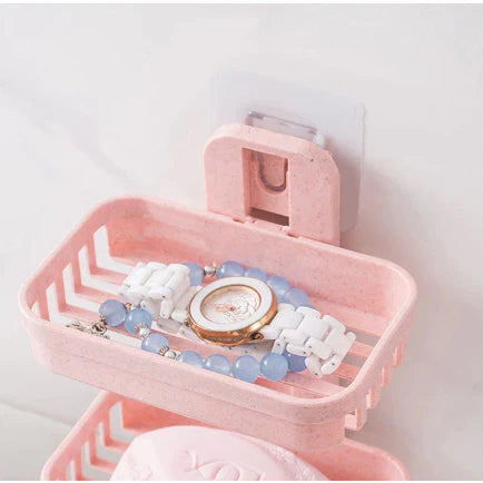 Saboneteira Dupla De Plastico Com Adesivo Parede - VERONA DECOR