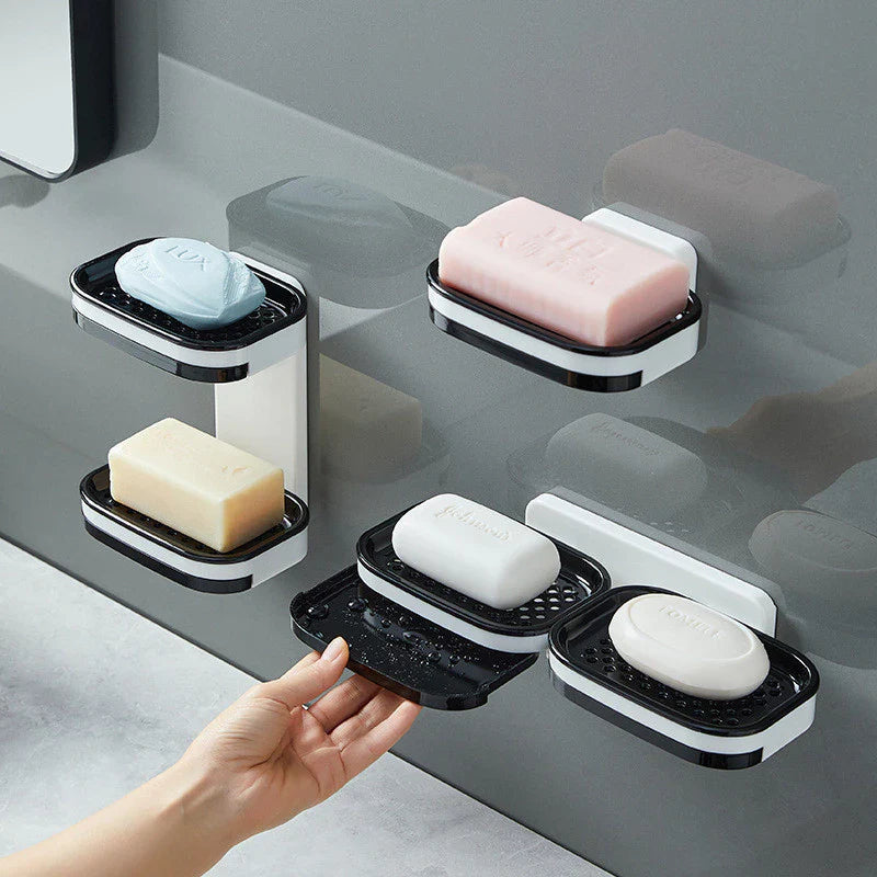 Saboneteira Adesiva de Parede Camada Dupla – Com Bandeja e Sem Perfuração - Verona Decor - VERONA DECOR
