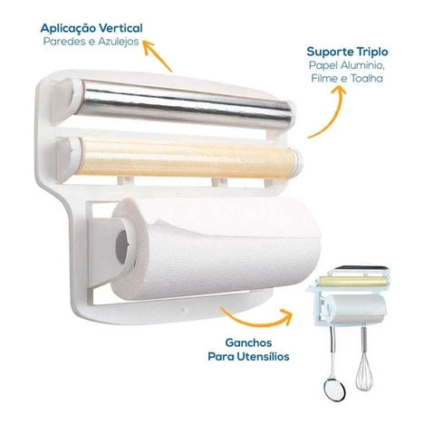 Porta Papel Toalha Triplo 3 em 1 – Praticidade em um Só Produto - VERONA DECOR