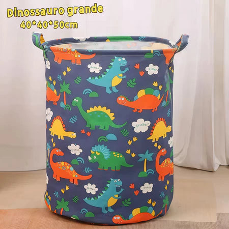Cesto de Roupa Suja Bebê 40L Dino - Verona Decor