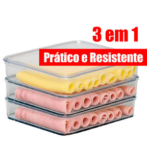 Porta Frios Triplo Acrílico + Pegador Inox – Conservação e Organização - Verona Decor - VERONA DECOR