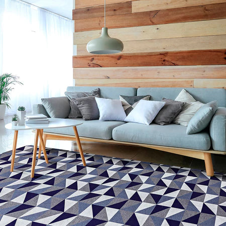 Tapete Para Sala Geométrico Azul 1,00x1,35m - Verona Decor