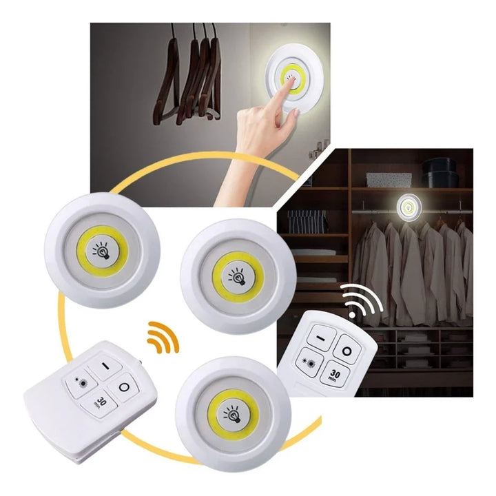 Kit 3 Lâmpadas LED Spot Sem Fio com Controle Remoto - Verona Decor - VERONA DECOR