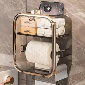 Caixa Box Porta Papel Higiênico Dispenser Organizador Banheiro Trava Magnética Suporte Celular - Verona Decor - VERONA DECOR