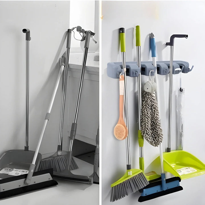 Suporte Organizador Multiuso 5 Lugares 6 Ganchos Porta Vassoura e Rodo - Verona Decor - VERONA DECOR