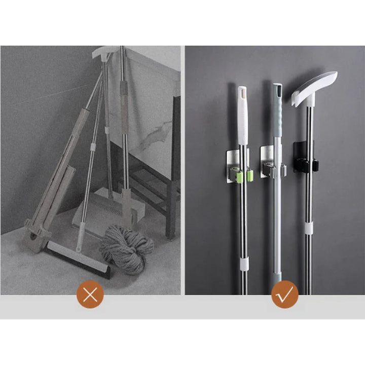 Kit 4 Suporte Metal Gancho Para Pendurar Vassoura Rodo Utensilios - VERONA DECOR