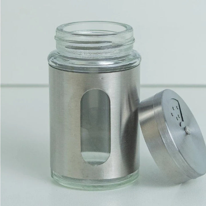 Porta Condimentos Temperos Inox 5 Pçs Com Suporte inox - Verona Decor - VERONA DECOR