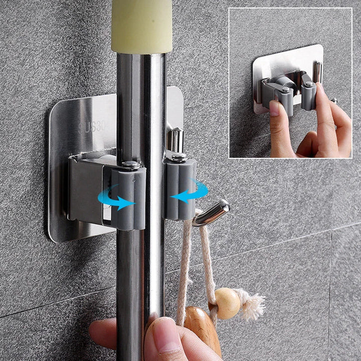 Kit 4 Suporte Metal Gancho Para Pendurar Vassoura Rodo Utensilios - VERONA DECOR