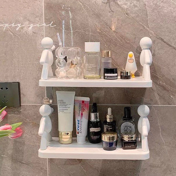 Kit 2 Suportes Organizador Cozinha Banheiro Plástico Com Adesivo - Verona Decor - VERONA DECOR