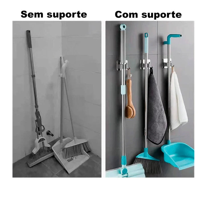Kit 4 Suporte Metal Gancho Para Pendurar Vassoura Rodo Utensilios - VERONA DECOR