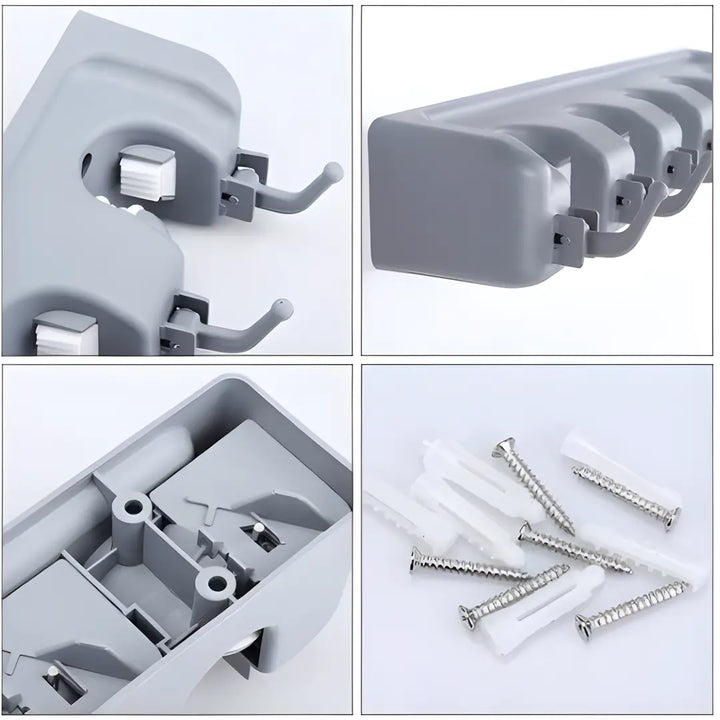 Suporte Organizador Multiuso 5 Lugares 6 Ganchos Porta Vassoura e Rodo - Verona Decor - VERONA DECOR