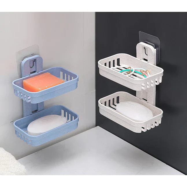 Saboneteira Dupla De Plastico Com Adesivo Parede - VERONA DECOR