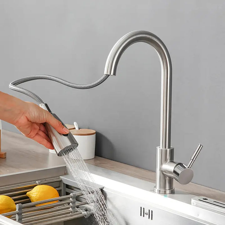Torneira Gourmet Pia Cozinha Com Extensor Flexível Misturador Monocomando Spray Arejador Articulado Inox - VERONA DECOR