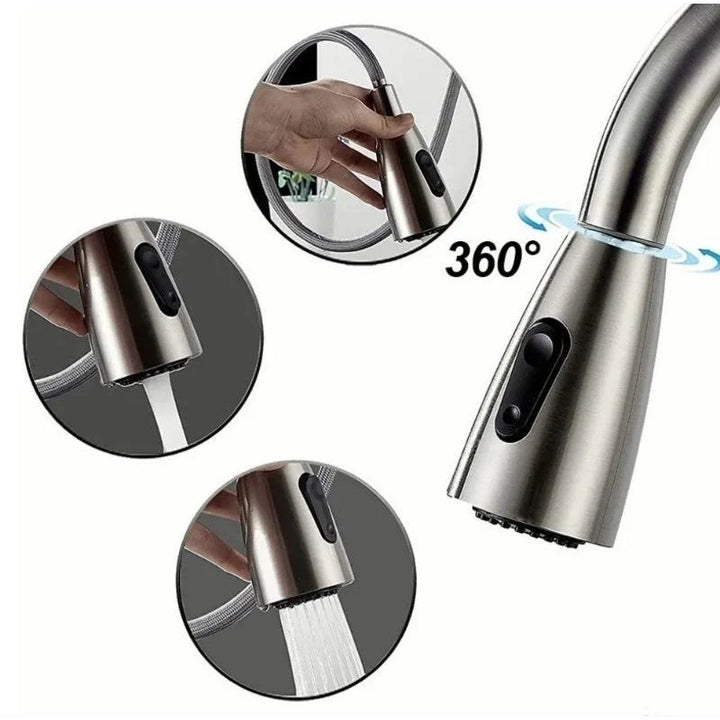 Torneira Gourmet Pia Cozinha Com Extensor Flexível Misturador Monocomando Spray Arejador Articulado Inox - VERONA DECOR