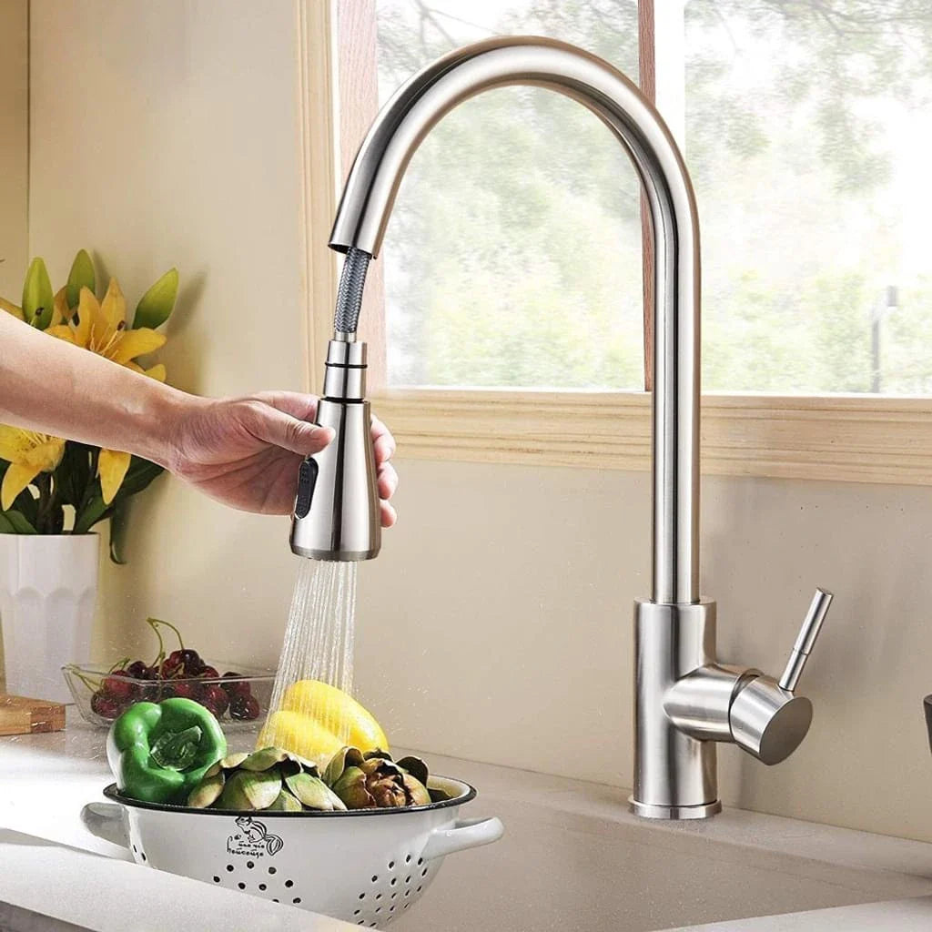 Torneira Gourmet Pia Cozinha Com Extensor Flexível Misturador Monocomando Spray Arejador Articulado Inox - VERONA DECOR
