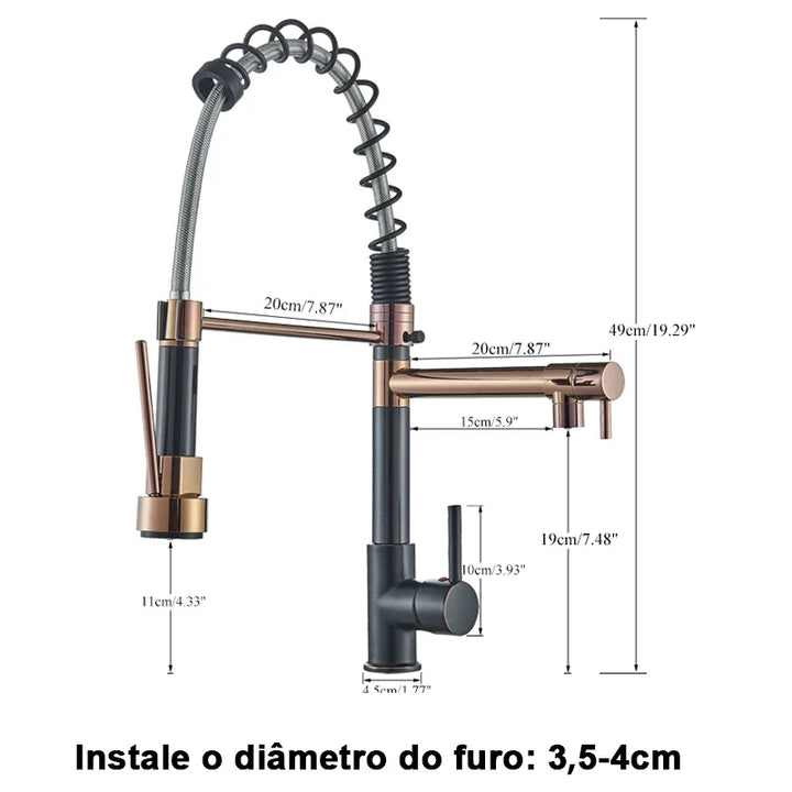 Torneira Cozinha Gourmet Monocomando Com Spray Extensor - VERONA DECOR