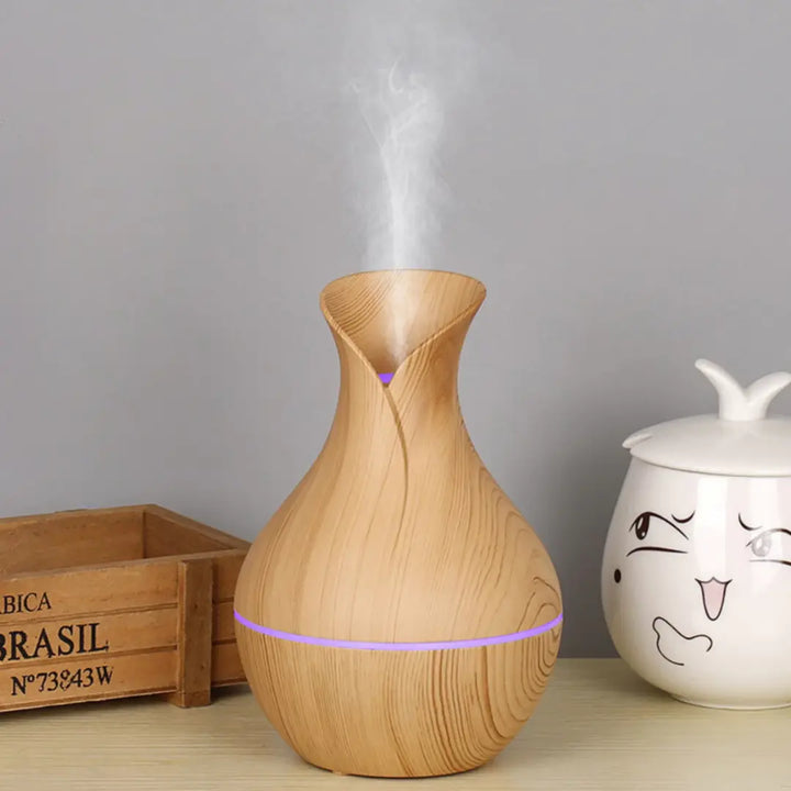 Umidificador Ultrassônico WoodVase – Aromatizador USB com LED Colorido - Verona Decor - VERONA DECOR