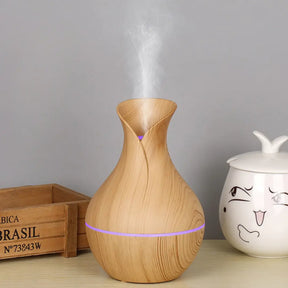 Umidificador Ultrassônico WoodVase – Aromatizador USB com LED Colorido - Verona Decor - VERONA DECOR