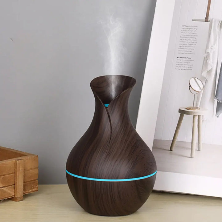 Umidificador Ultrassônico WoodVase – Aromatizador USB com LED Colorido - Verona Decor - VERONA DECOR